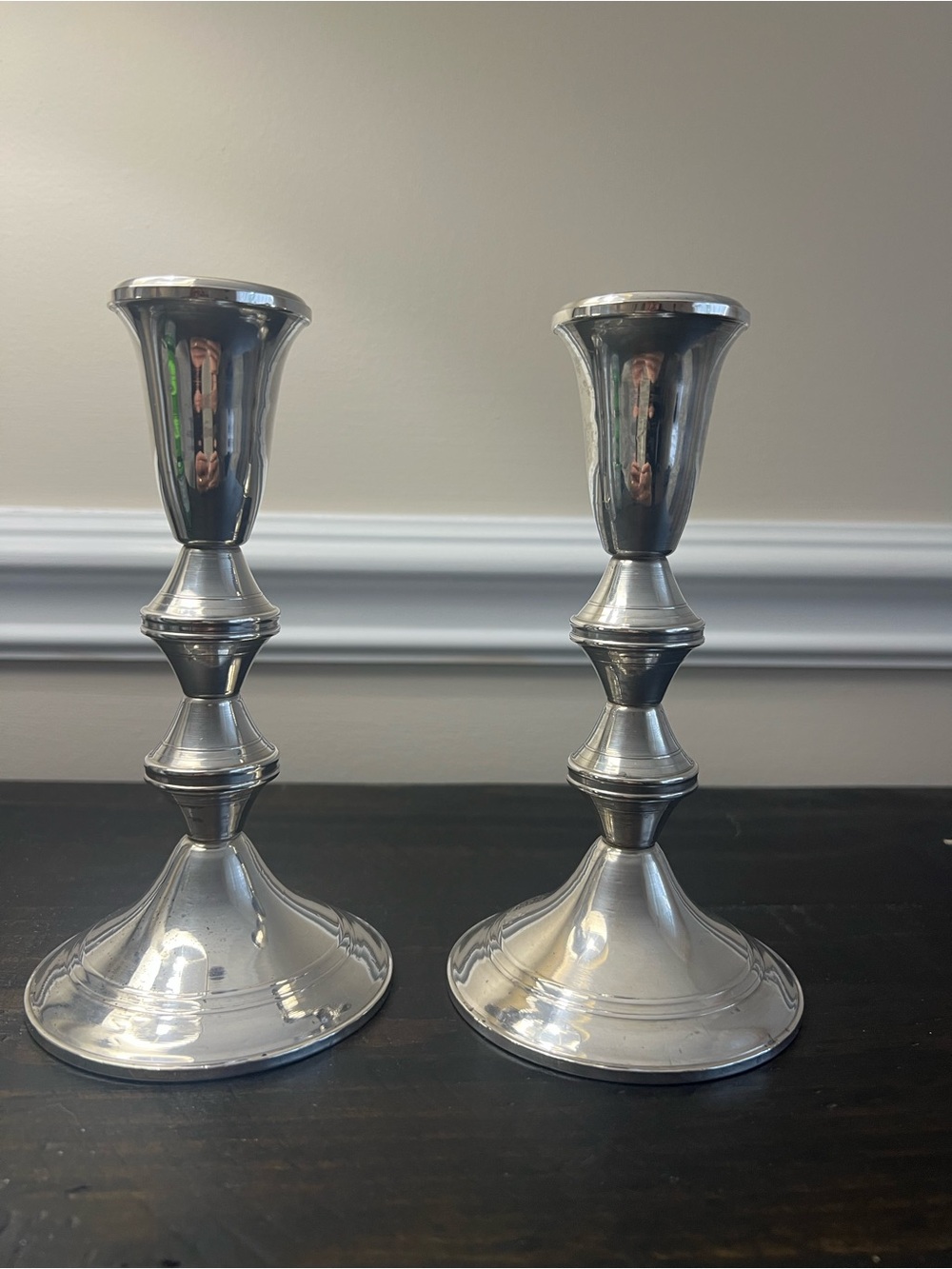 Duchin Weighted Sterling Silver Candlesticks Pair Vintage 7".